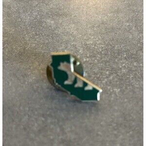 California State Shape & Flag Vintage Enamel Lapel Pin Grizzly Bear Pin Green